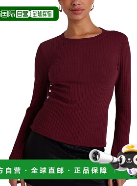 自营Bella Dahl长袖罗纹圆领T恤-红色 美国奥莱直发
