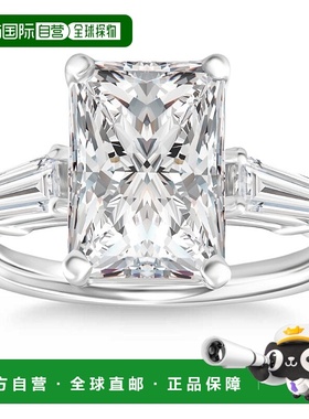 自营 pompeii34 3/4 克拉明亮式切割和长方形钻石订婚戒指 14k 白