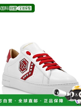 自营 philipp plein低帮皮革 Arrow Force 运动鞋 - 白色/红色 美