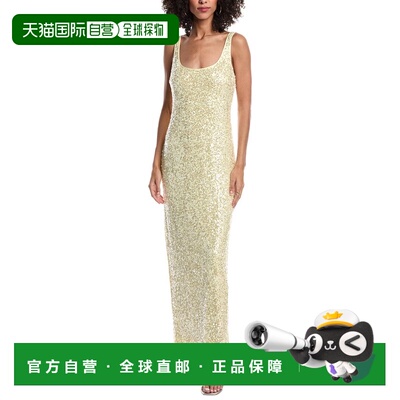 自营Milly Shimmer Stretch Midi Dress - yellow 美国奥莱直发
