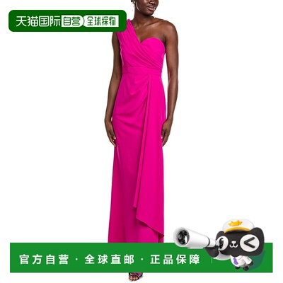 自营 Badgley Mischka褶皱单肩礼服-紫色 连衣裙长裙美国奥莱直发