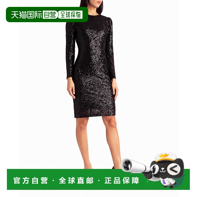 自营 nicole miller亮片紧身 Olivia 连衣裙，采用非常黑色的亮片