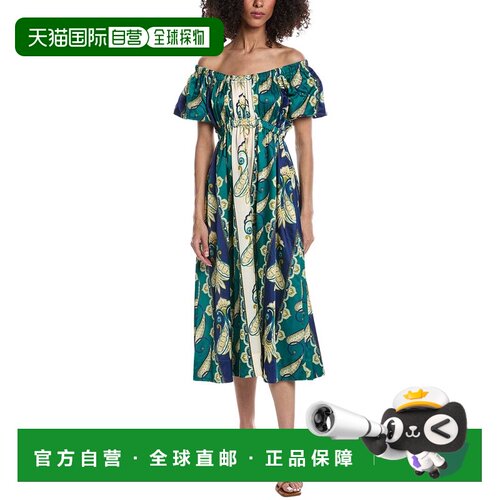自营tyler boe Hailey Silk-Blend Midi Dress - green 美国奥莱