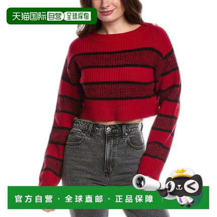 自营 redoneRE/DONE Crop Boatneck Wool Pullover - red 美国奥