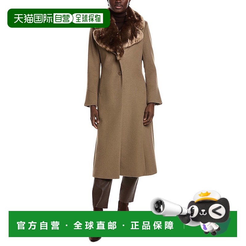 自营Via Spiga Feminine Wool-Blend Coat - brown 美国奥莱直发