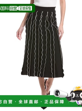 自营Gracia Front Knitted Flared Skirt - black 美国奥莱直发