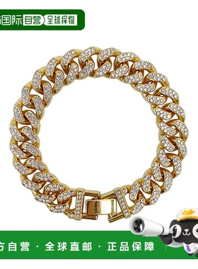 自营 adornia14k 镀金扁平锯齿状 CZ 链式手链 - 金色 美国奥莱直