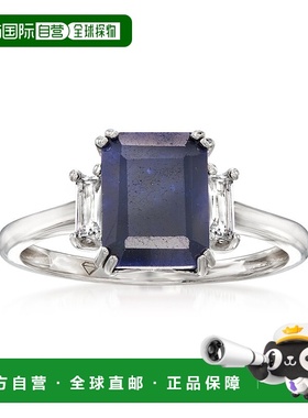 自营 Ross-Simons 蓝宝石戒指带 .纯银白色托帕石 - 蓝色 美国奥