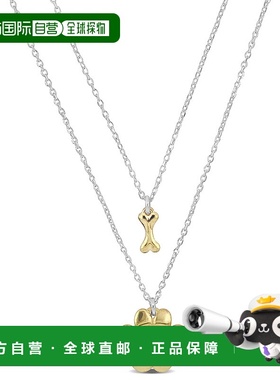 自营 925 纯银 Mimi & Max 黄色爪子和骨头坠饰双链项链 - 16+18