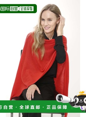 自营in2Cashmere Long Elegant Poncho Top - sunset red 美国奥