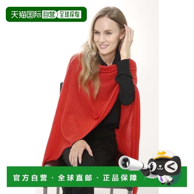 自营in2Cashmere Long Elegant Poncho Top - sunset red 美国奥