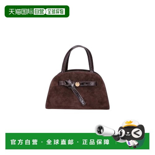 自营tory burch棕色rome小牛皮绒面革手提包-棕色 美国奥莱直发