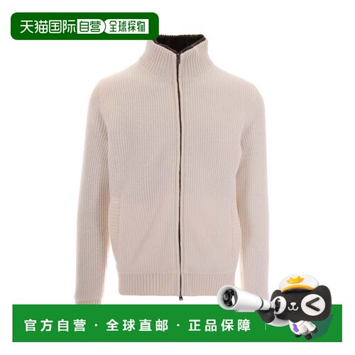 自营herno白色全拉链罗纹针织羊毛衫-中性色 美国奥莱直发