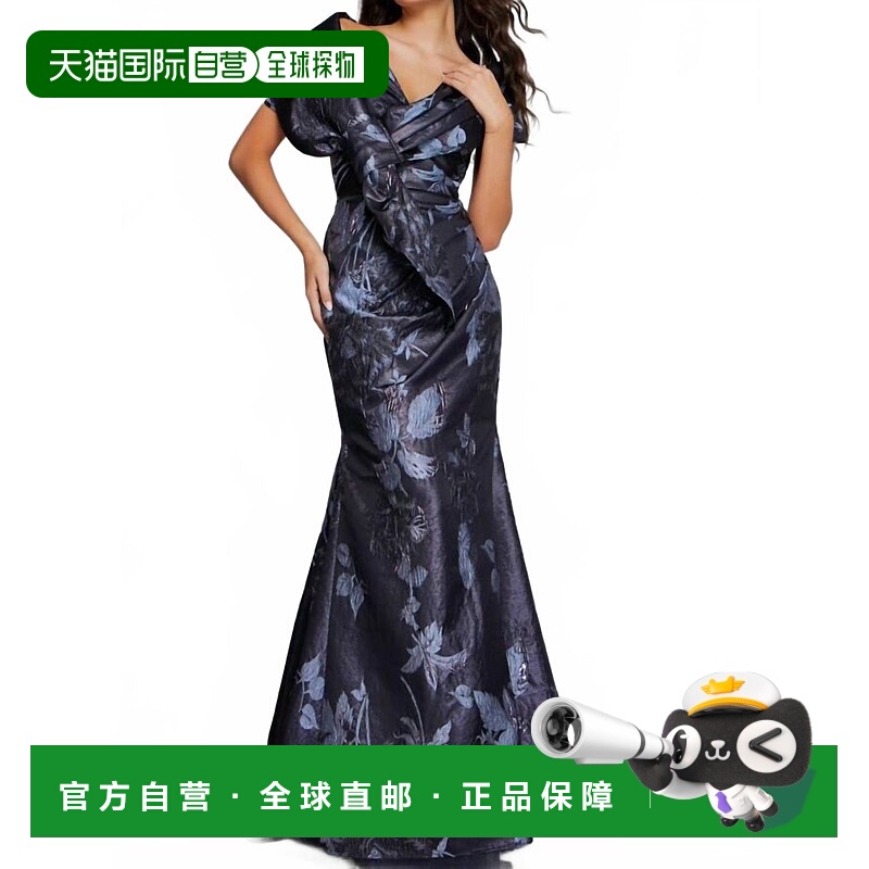 自营jovaniElegant Floral Gown With Asymmetrical Detailing In
