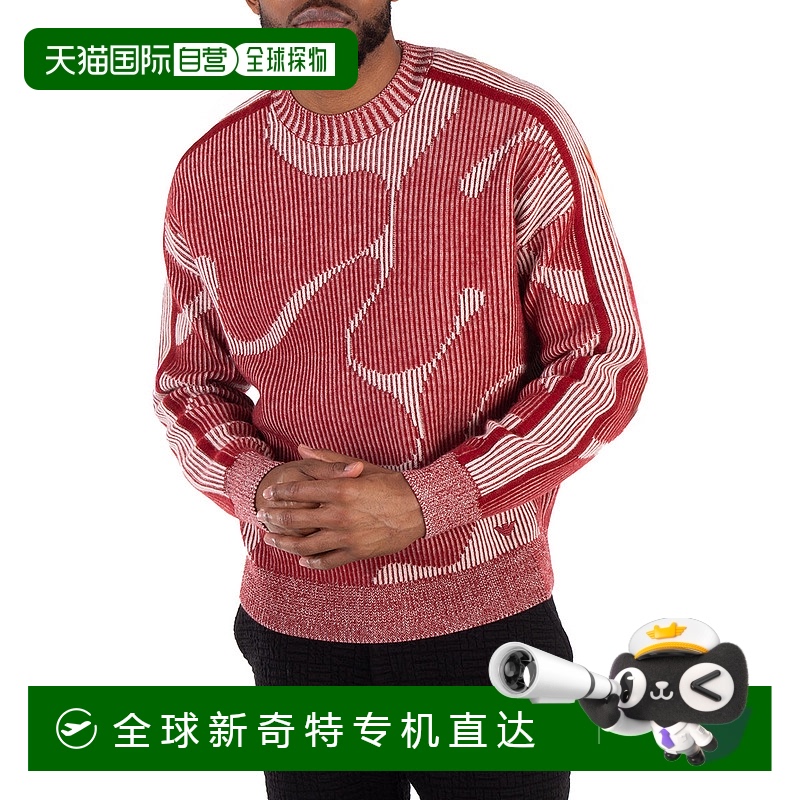 自营 Emporio Armani罗纹迷彩常规圆领毛衣-红色 【美国奥莱】直