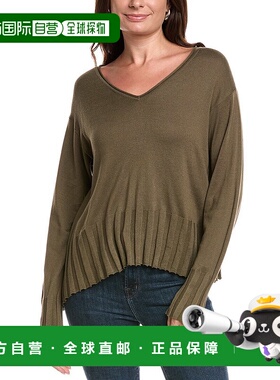 自营PLANET Cropped V-Neck Sweater - Green 毛衣美国直发奥莱