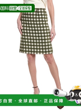 自营 Oscar de la Renta 雪尼尔粗花呢丝绸衬里羊毛混纺铅笔裙 -