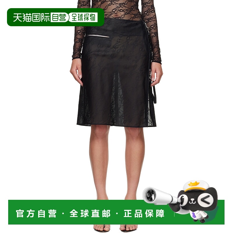 1h可退 香港直邮潮奢 Courreges 女士 黑色 Zipped Lace 半身裙 3