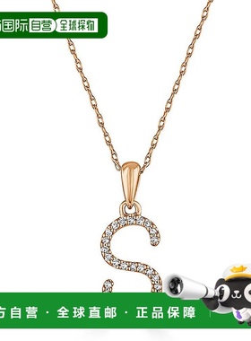 自营 sabrina14k 玫瑰金和钻石初始项链 - 玫瑰 s 美国奥莱直发