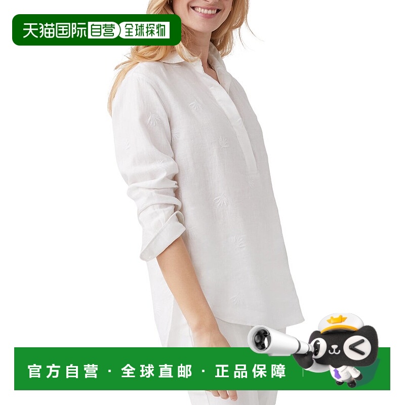 自营J.McLaughlin Lula亚麻衬衫-白色 美国奥莱直发