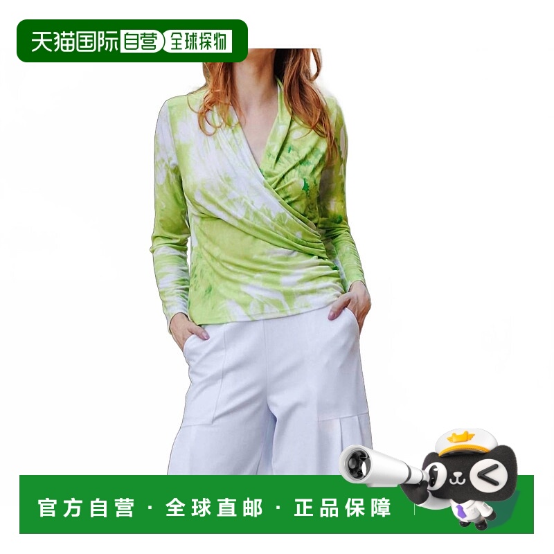 自营 clara sunwoo花柑橘V领褶皱上衣-花柑橘 美国奥莱直发女装