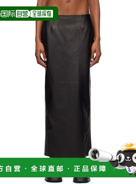 1h可退 香港直邮潮奢 Marni 玛尼 女士 黑色皮革半身裙 GOMX0633A