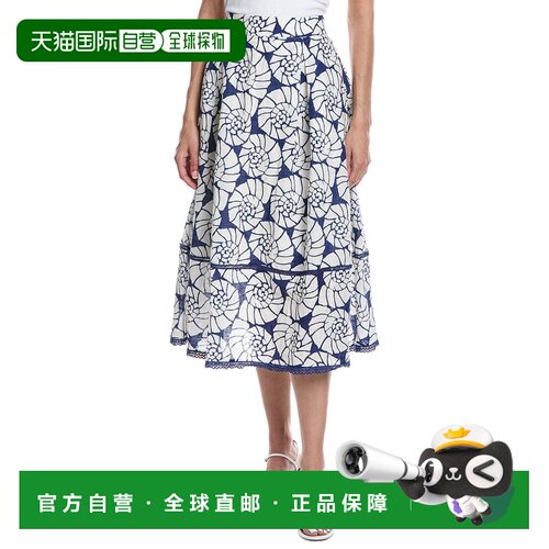 自营tyler boe Elise Linen-Blend Midi Skirt - blue 美国奥莱直