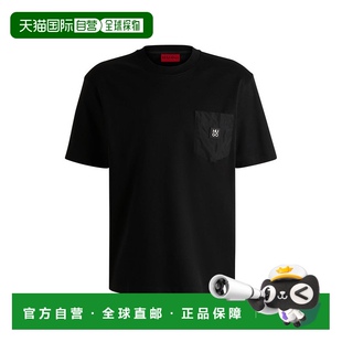 黑色 自营 棉质互锁T恤 boss带撞色口袋 美国奥莱直发 hugo