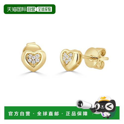 自营sabrina14K Yellow Gold Diamond Heart Stud Earrings - yel