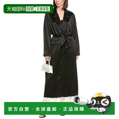 自营 STAUD Imani缎面大衣-黑色 美国奥莱直发长袖