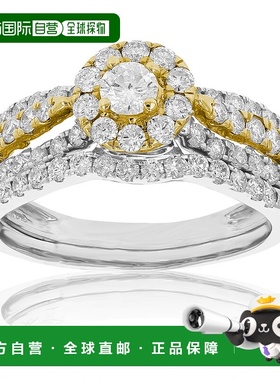 自营 vir jewels1 cttw 钻石婚礼订婚戒指套装 14K 白色黄金新娘