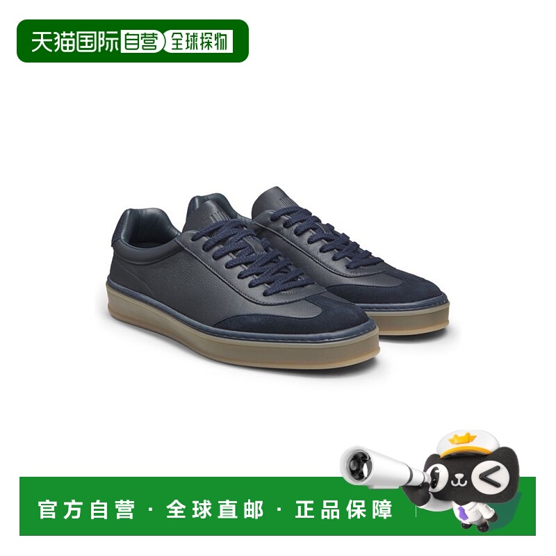 自营bossBECKHAM x  grained-leather trainers with suede trims