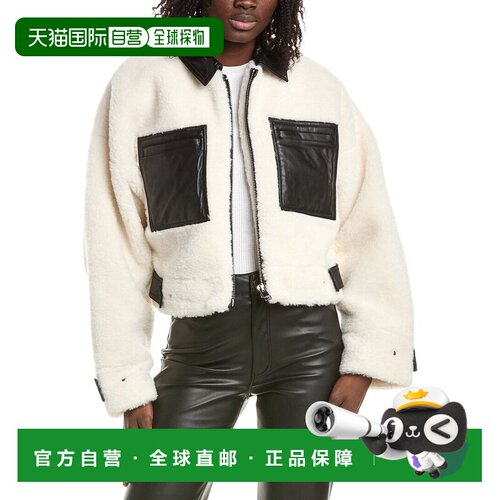 自营lamarqueLAMARK Sherpa皮革饰边夹克-白色 美国奥莱直发