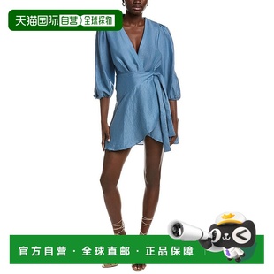 Linen blue Blend Dress 美国奥莱直发连衣裙 Wrap 自营Maje