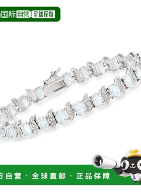 自营 925 纯银带钻石口音的 Ross-Simons 海蓝宝石网球手链 - 7