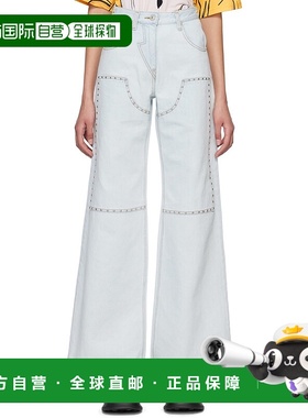 1h可退 香港直邮潮奢 Pushbutton 女士 蓝色铆钉牛仔裤 PB2310021