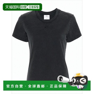 黑色 巧妙刺绣 美国奥莱直发 T恤 自营courreges贴身短袖