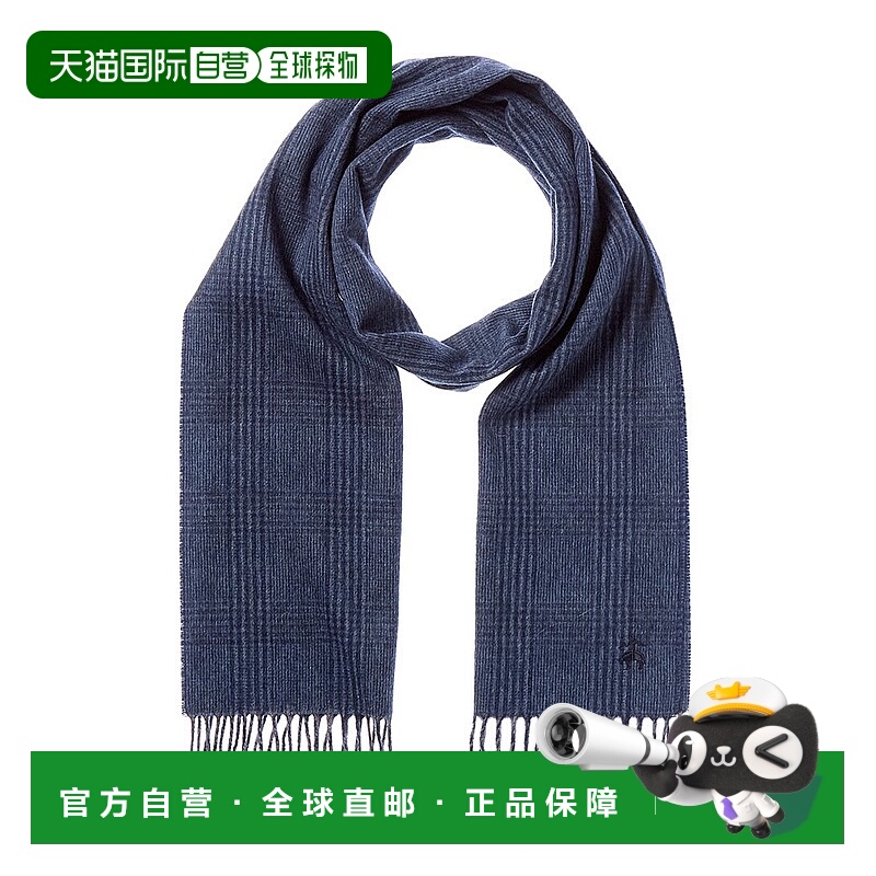 自营brooks brothers布鲁克斯兄弟午夜格伦格子羊毛和羊绒混纺围-