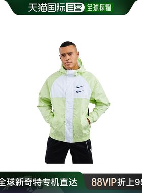 Nike耐克男士外套薄荷绿色全拉链连帽印花长袖上衣