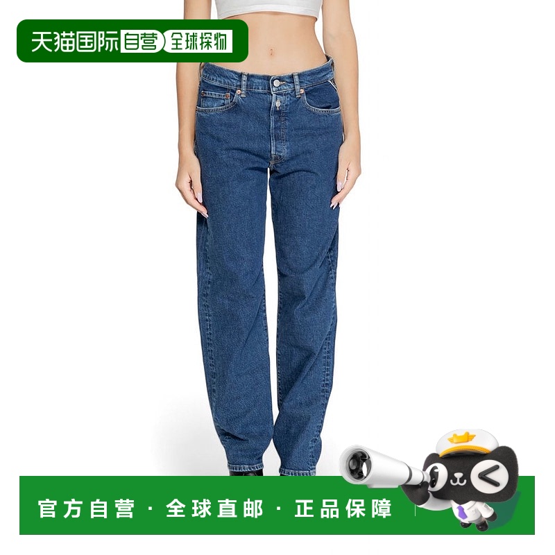 自营 Replay棉质牛仔裤和女式长裤-蓝色 美国奥莱直发新款直筒裤
