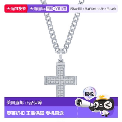 自营blackjack不锈钢抛光 CZ 十字架项链 美国奥莱直发配饰