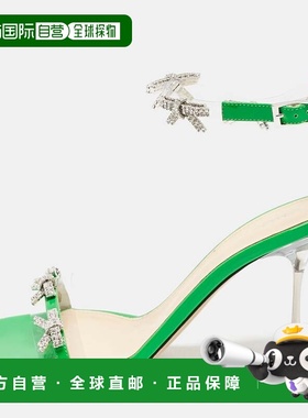 自营Mach & Mach Green Patent Leather And Pvc Floating Crysta