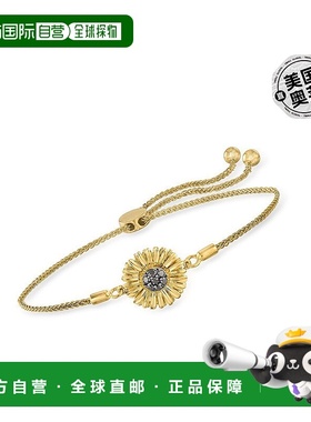 自营 Ross-Simons 18kt 金黑色钻石向日葵 Bolo 手链 - 白色 美国
