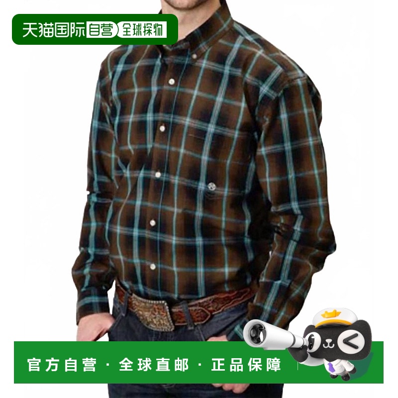 自营 roper男士龙舌兰纽扣衬衫，巧克力色/蓝色 美国奥莱直发