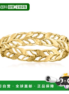 自营 Ross-Simons 意大利 14kt 黄金镂空叶子戒指 - 黄色 美国奥