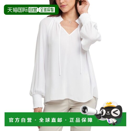 自营NYDJ Gemma Blouse - white 美国奥莱直发泡泡袖