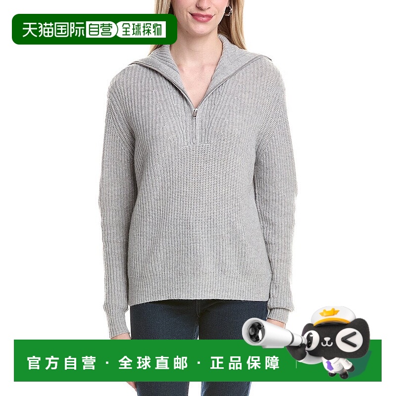 自营Autumn Cashmere Shaker 1/2-Zip Mock Neck Cashmere Sweate