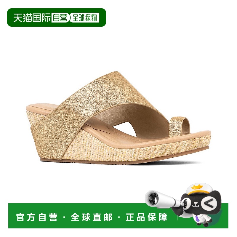 自营 Donald Pliner Gyer4S8 坡跟凉鞋 - 金色 美国奥莱直发