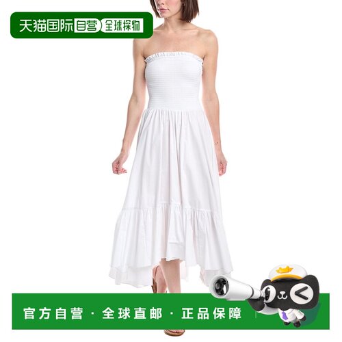 自营Caroline Constas Emmy Midi连衣裙-白色 美国奥莱直发吊带