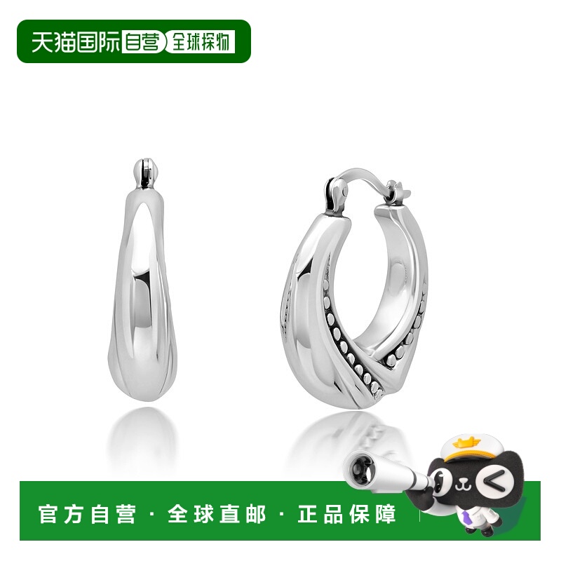 自营 max + stone925 纯银 25X8 毫米圈形耳环 - 银白色 美国奥莱